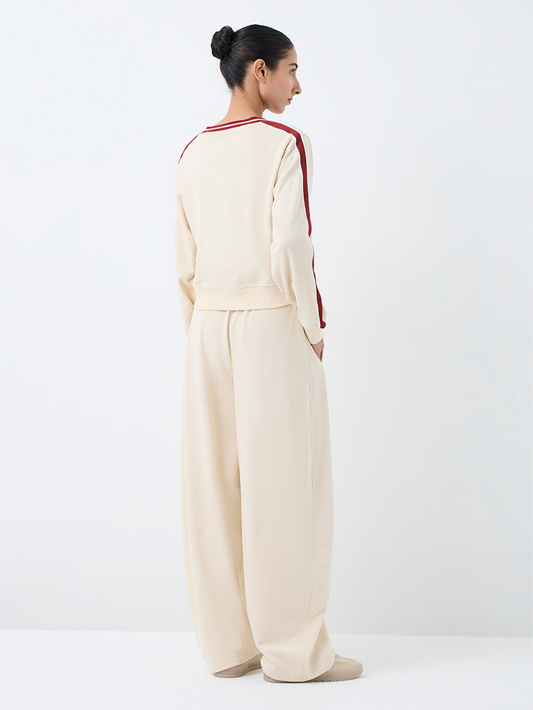 Nuoflexx Light Beige Solid High-Rise Track Pants