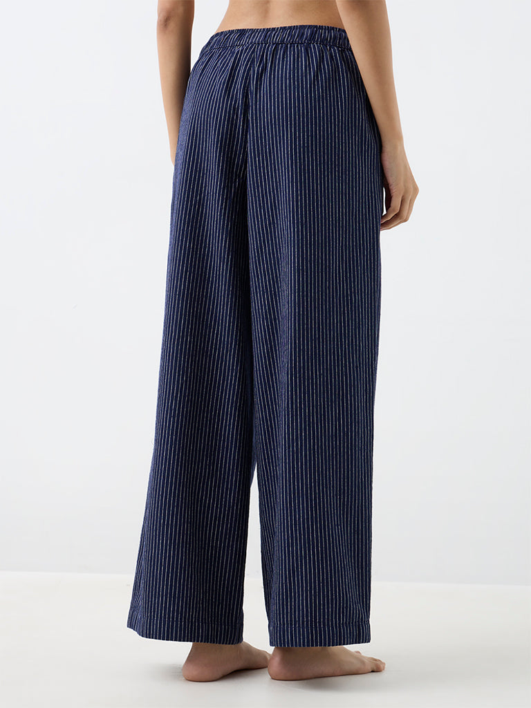 Wunderlove Navy Striped High-Rise Pants