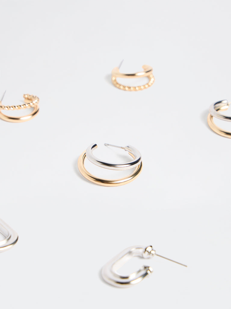 Westside Accessories Gold and Silver Hoop Earrings - Pack of 3