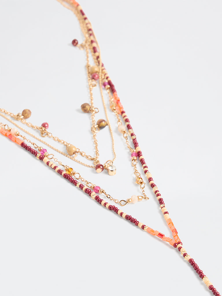 Westside Accessories Multicolour 4-Layer Y-Chain Beaded Necklace