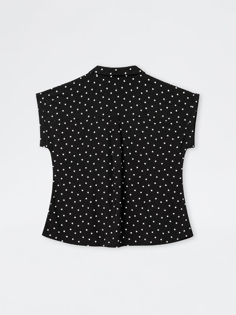 Gia Black Polka Dot Pattern Shirt
