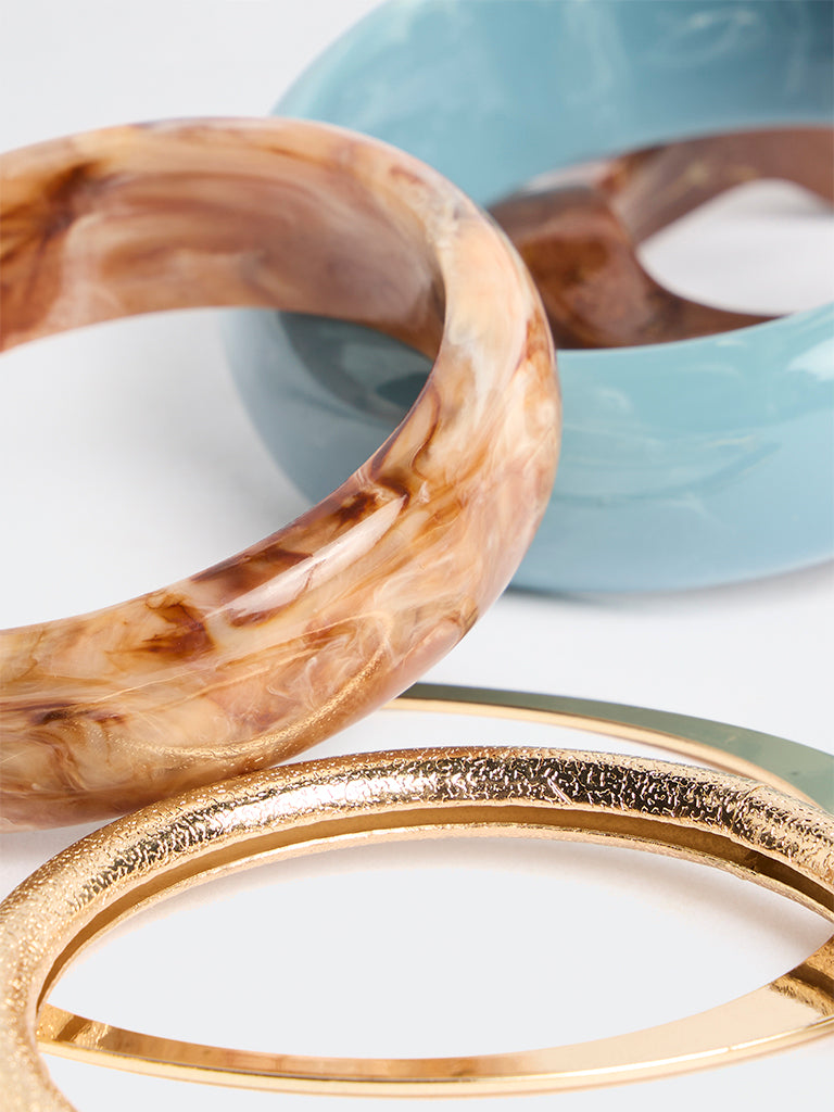 Westside Accessories Multicolour Resin and Metal Bangles - Pack of 5