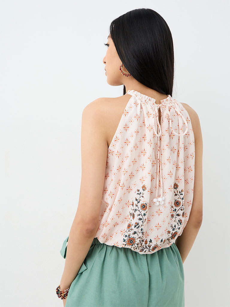 Bombay Paisley Off-White Printed Bubble Hem Top