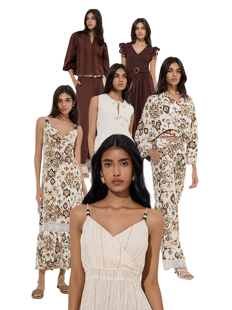 Westside LOV Women's Off-White Abstract Printed Cotton-Blend Blouse for Casual Wear Campaign Image