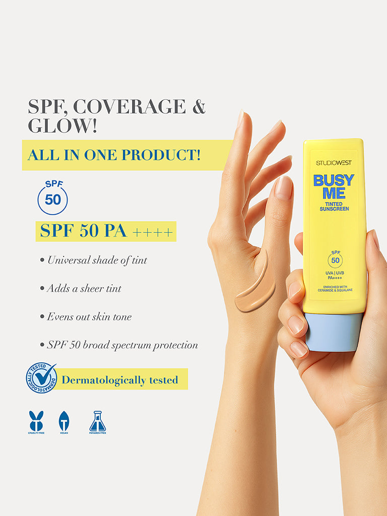 Studiowest Busy Me SPF 50 PA++++ Tinted Sunscreen - 40 gm