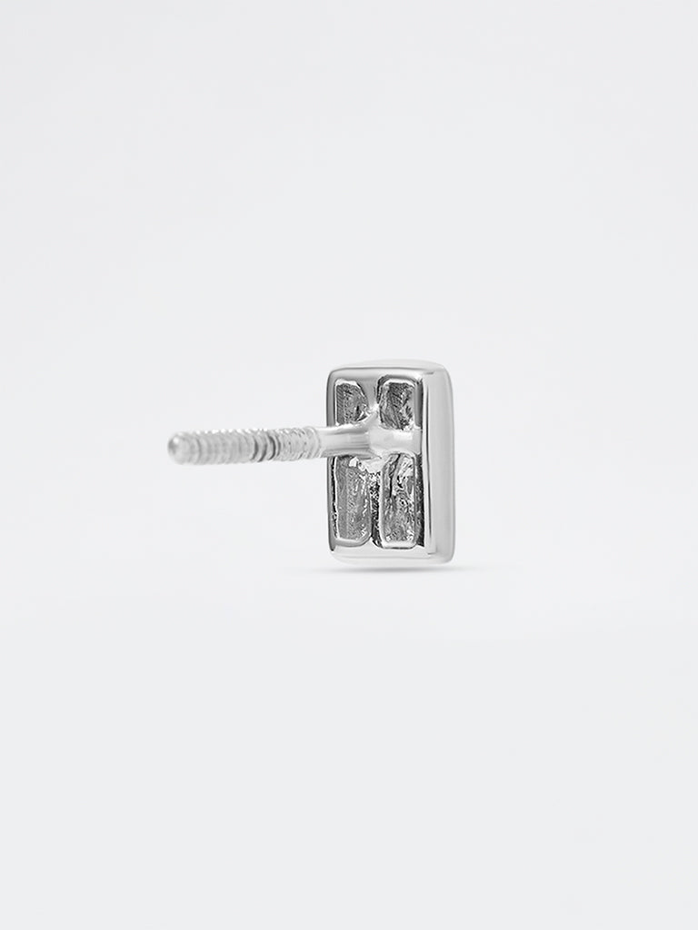 Pome Luxe Men's Star-Set Lab Diamond Rectangle Stud Earrings