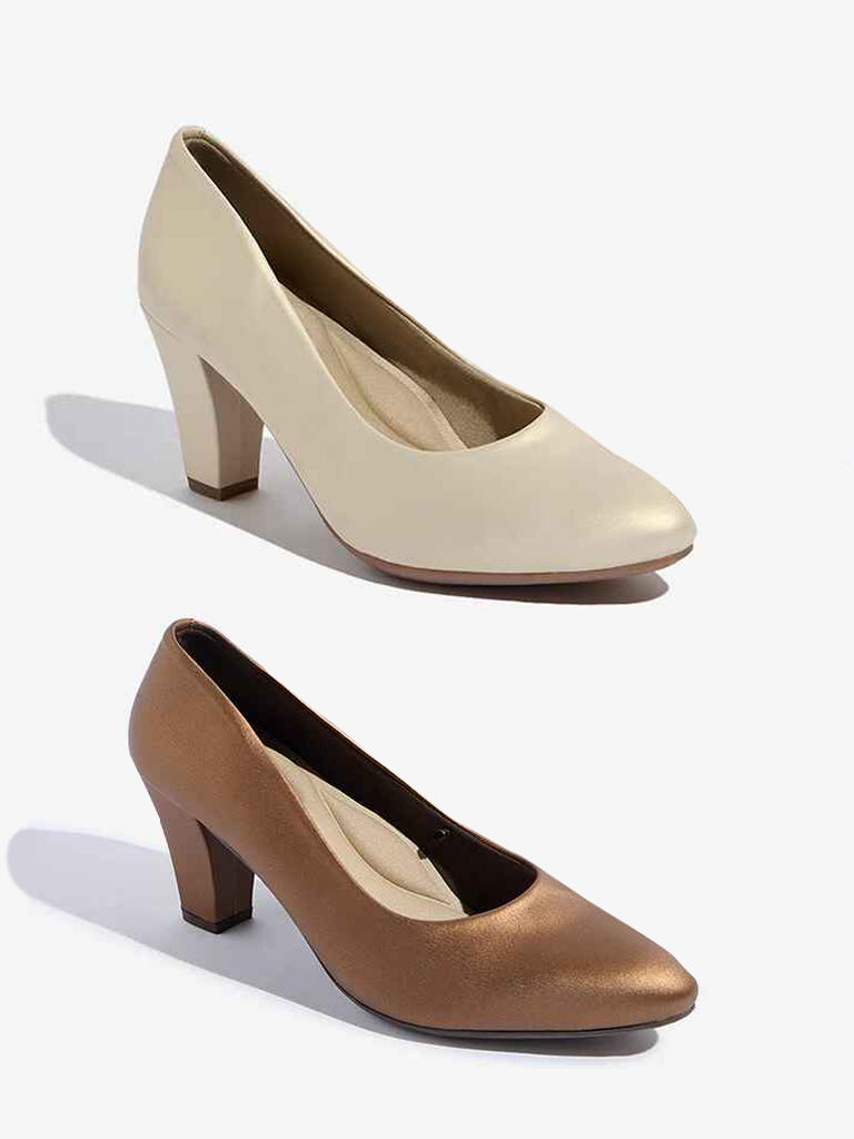 Westside LUNA BLU Women's Light Gold Pump Shoes Color Variants