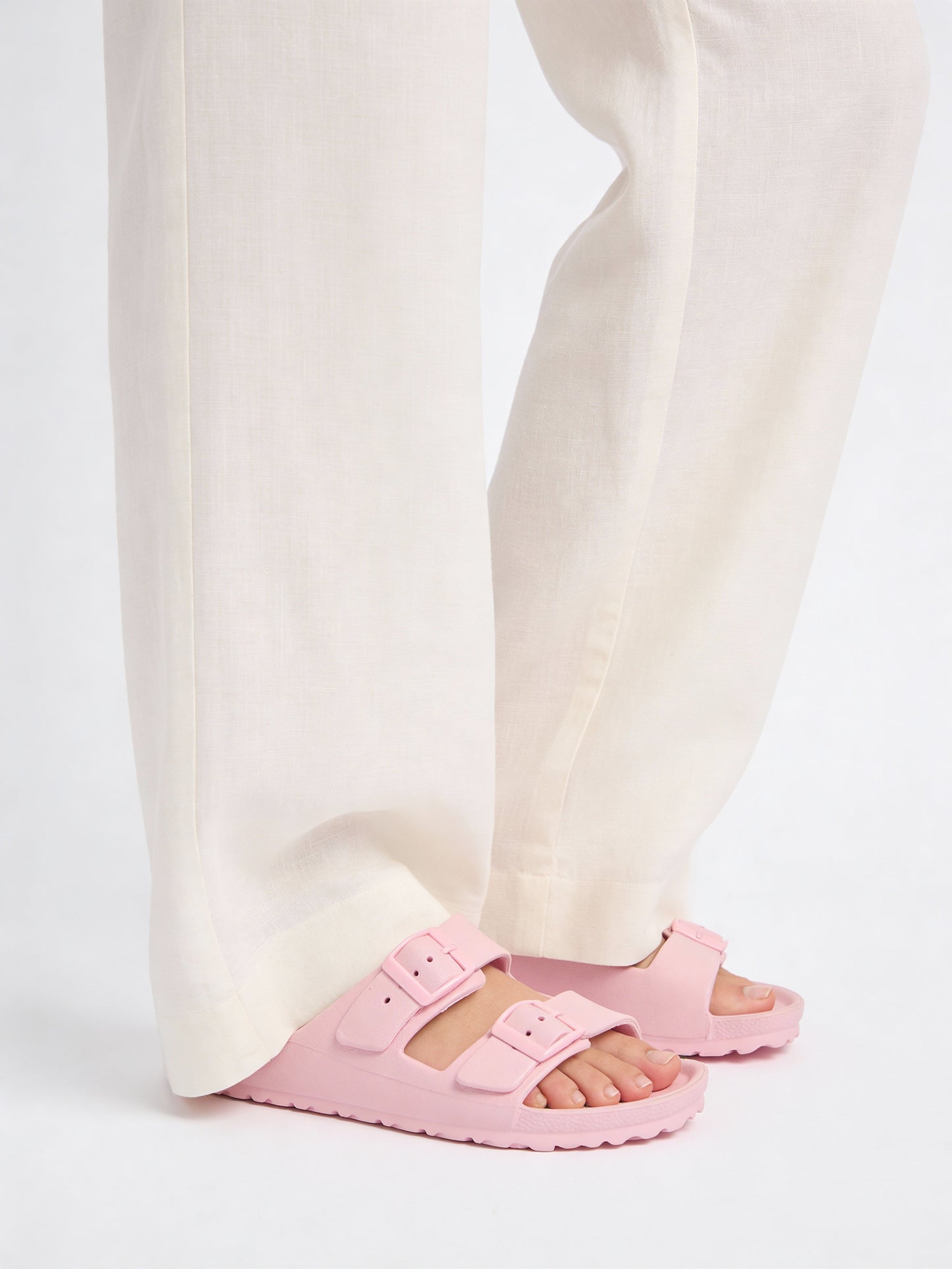LUNA BLU Light Pink Dual-Buckled Slip-On Sandals