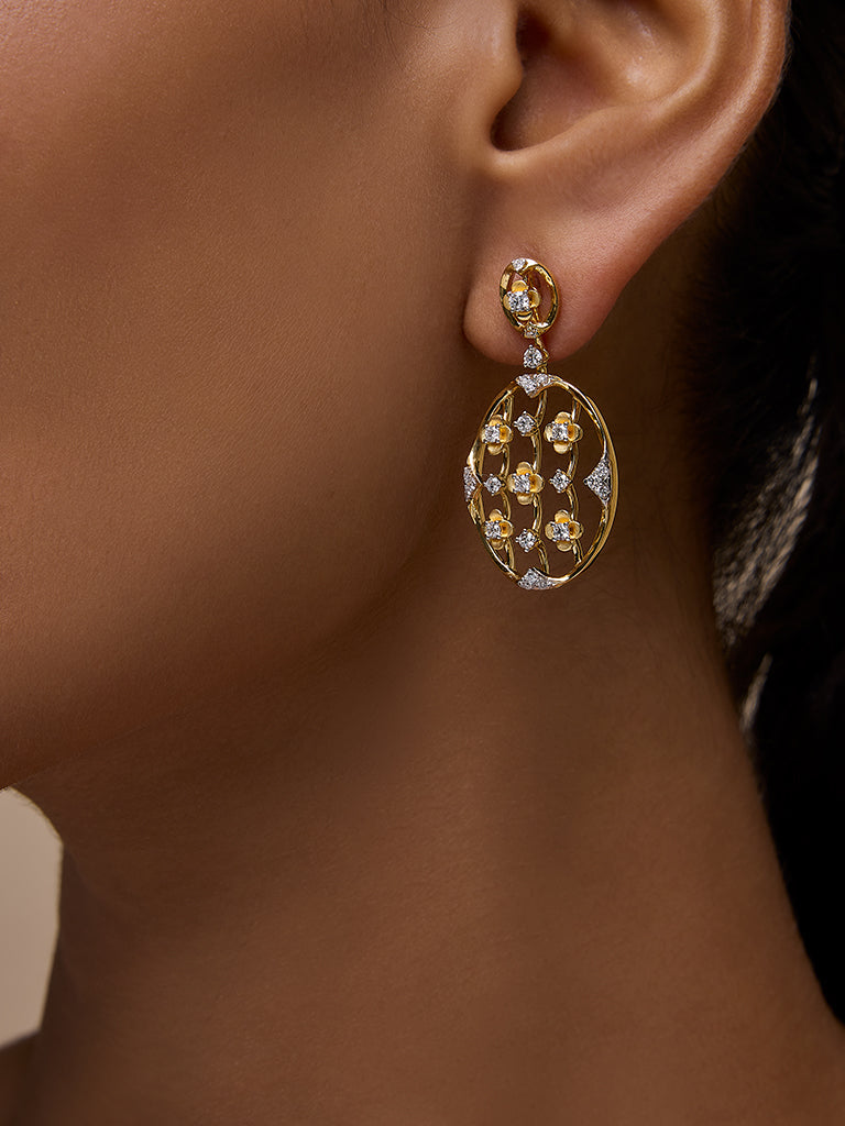Oval Lab Diamond Earrings with Floral Detailing