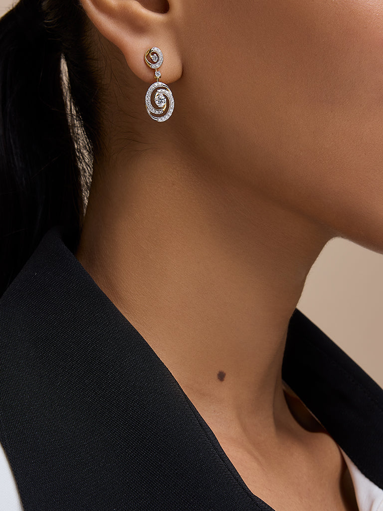 Westside X Pome Dual Spiral Drop Earrings with Lab Diamond