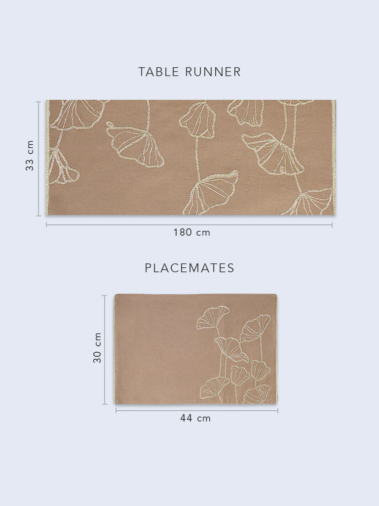 Westside Home Gold Floral Embroidered Table Runner