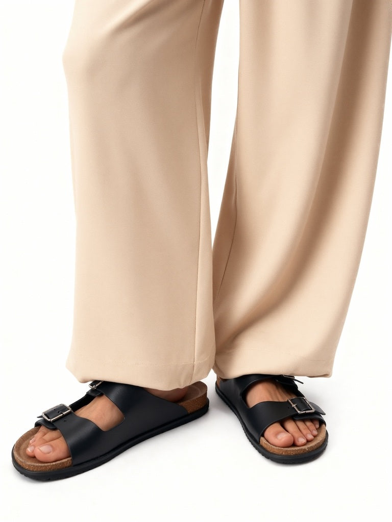 SOLEPLAY Black Slip-On Comfort Sandals