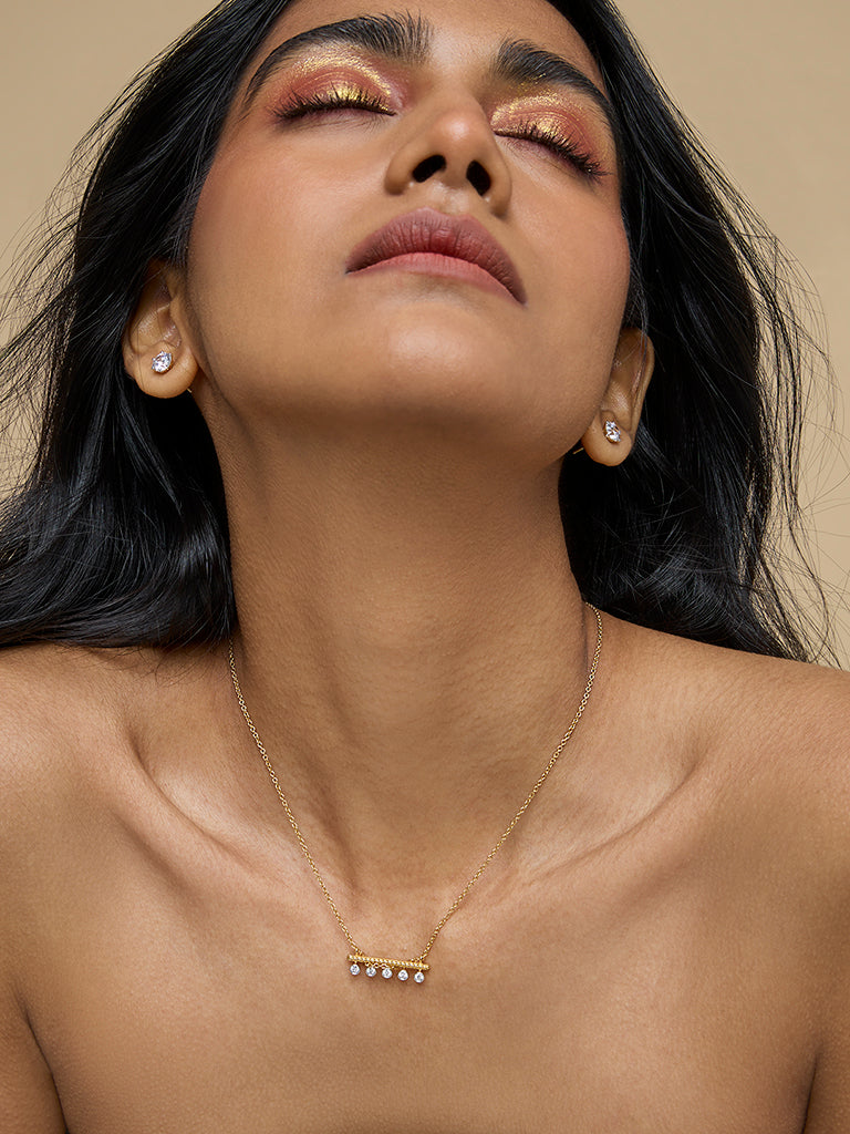 Linear Lab-Diamond Pendant Necklace