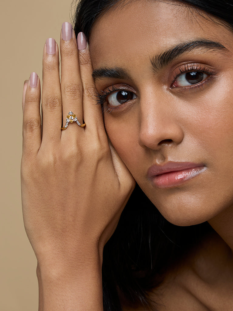 Westside X Pome Gold Multilayer Rose V Ring