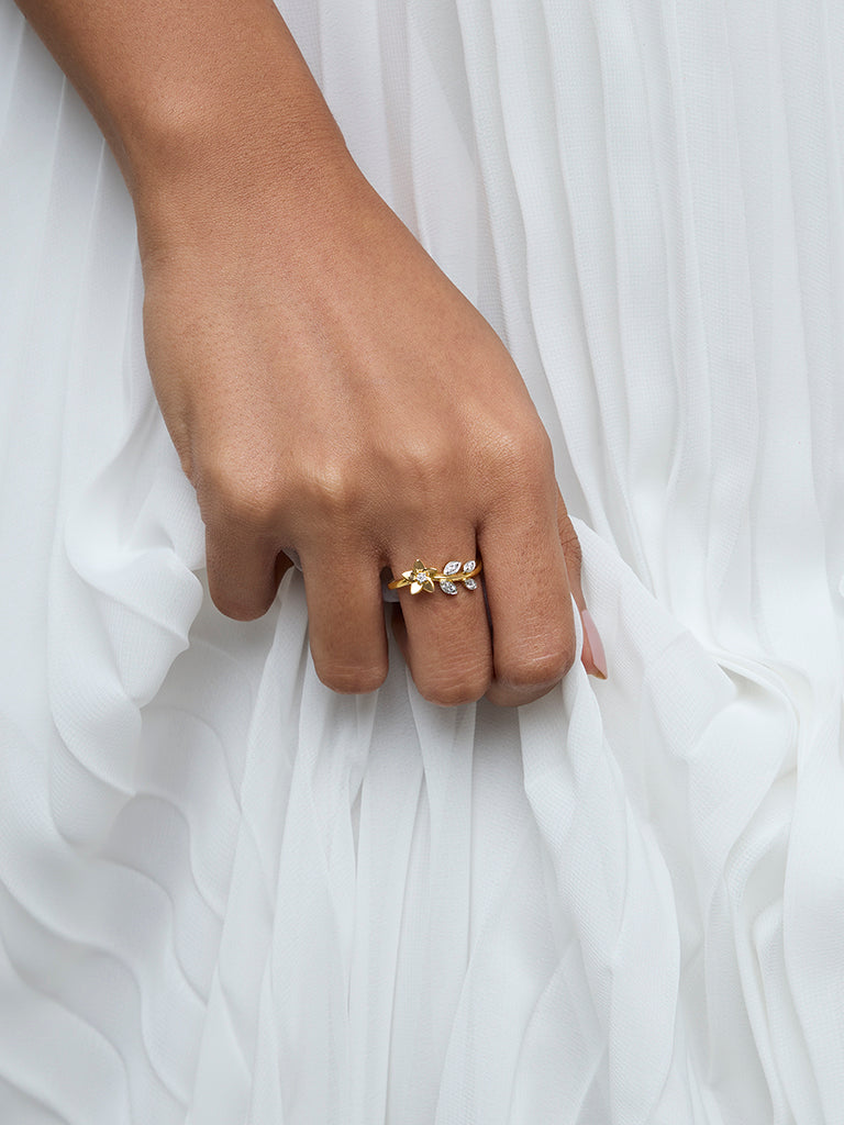 Westside X Pome Gold Floral Solitaire Ring