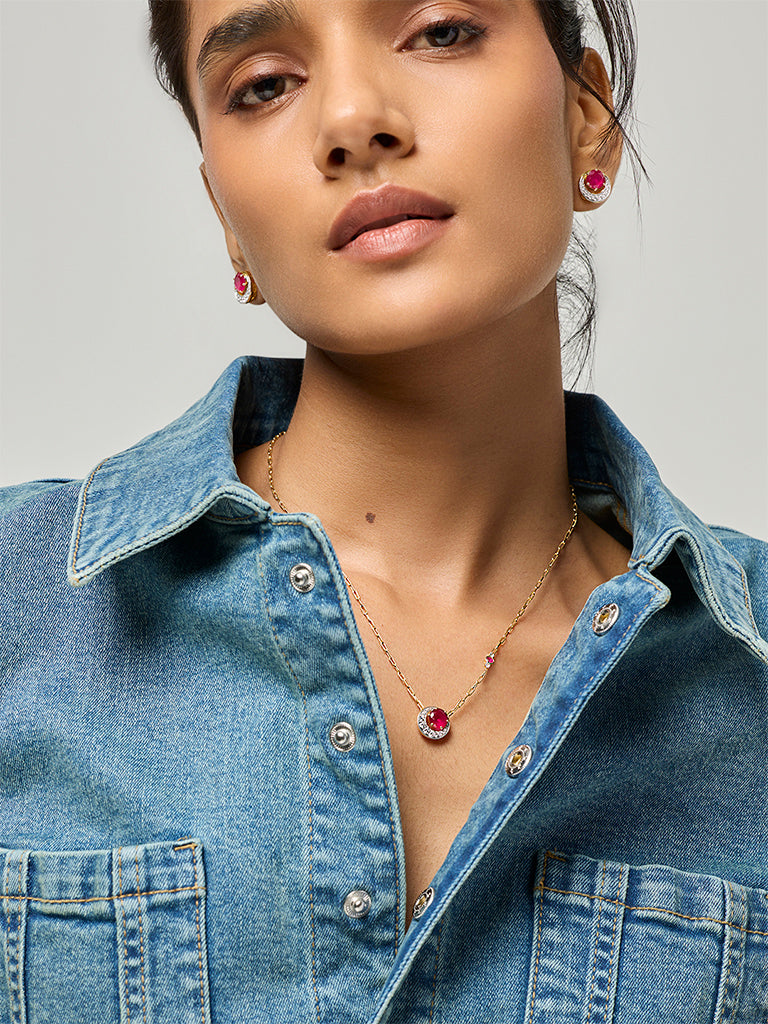 Westside X Pome Ruby Crescent Lab Diamond Stud Earrings