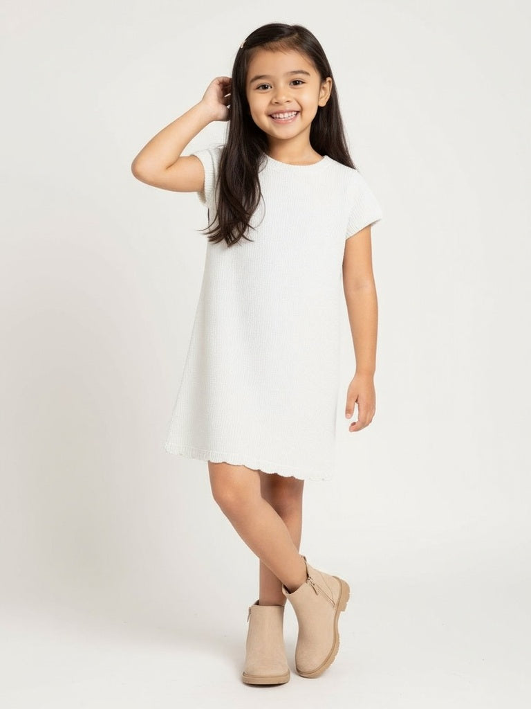 Buy HOP Kids Girls White Knitted Bodycon Dress from Westside