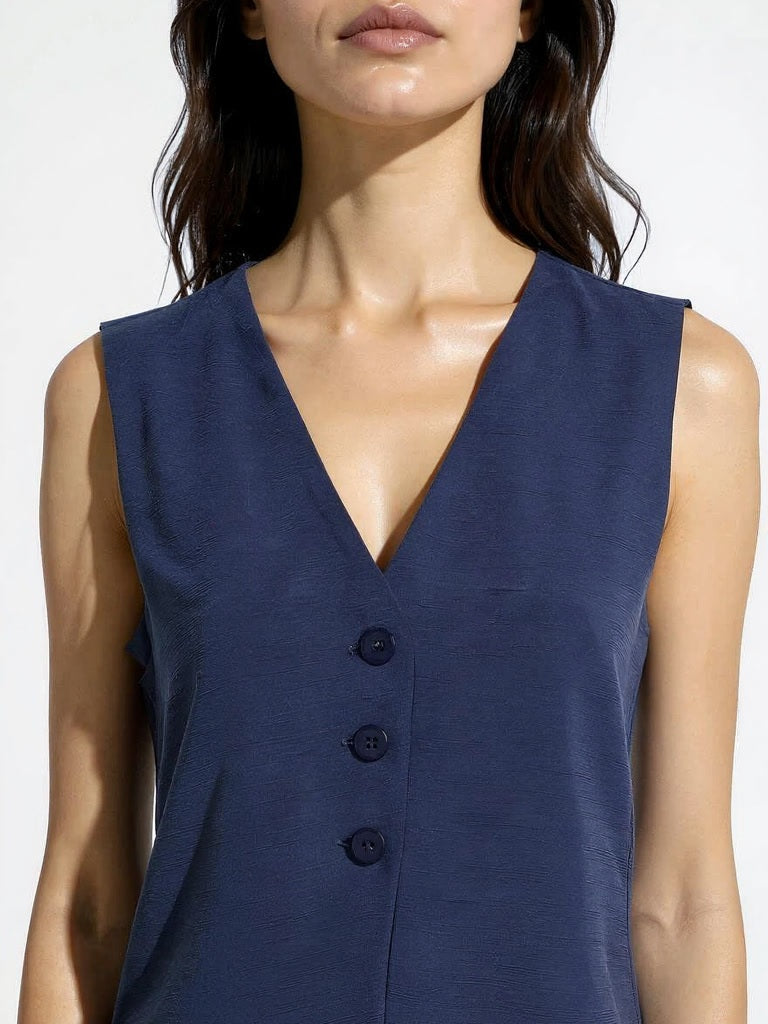 Westside Wardrobe Women's Navy Solid Vest Top for Work Wear Zoom View