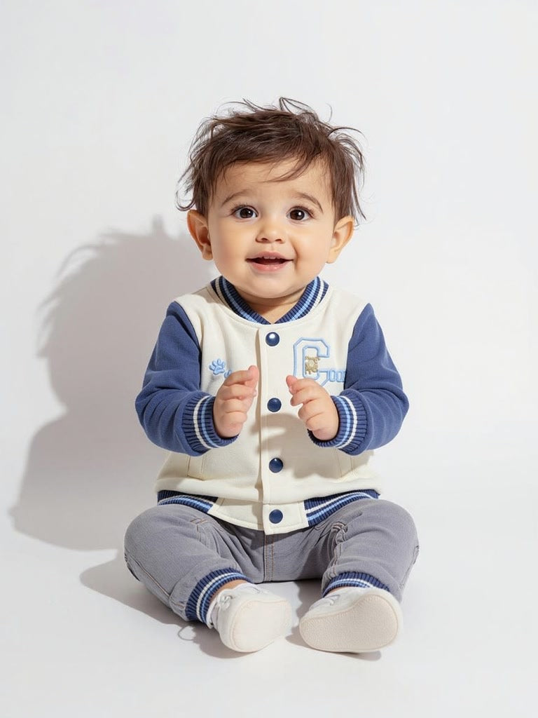 Buy HOP Baby Off-White Printed Cotton-Blend Bomber Jacket from