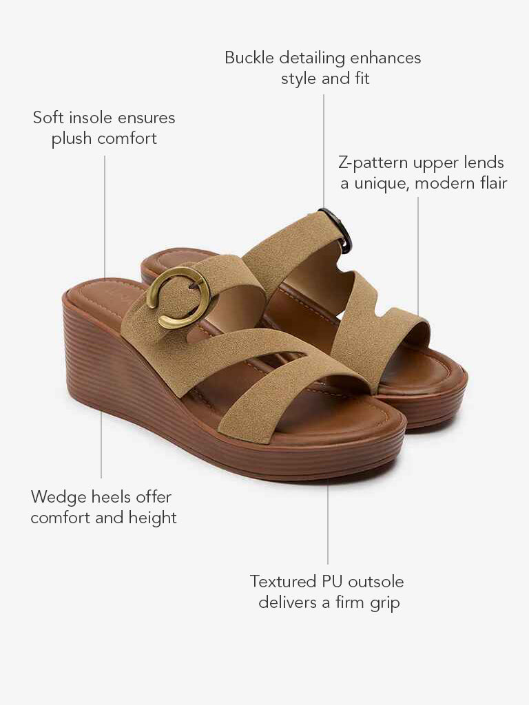 LUNA BLU Beige Multi-Strap Wedge Sandals