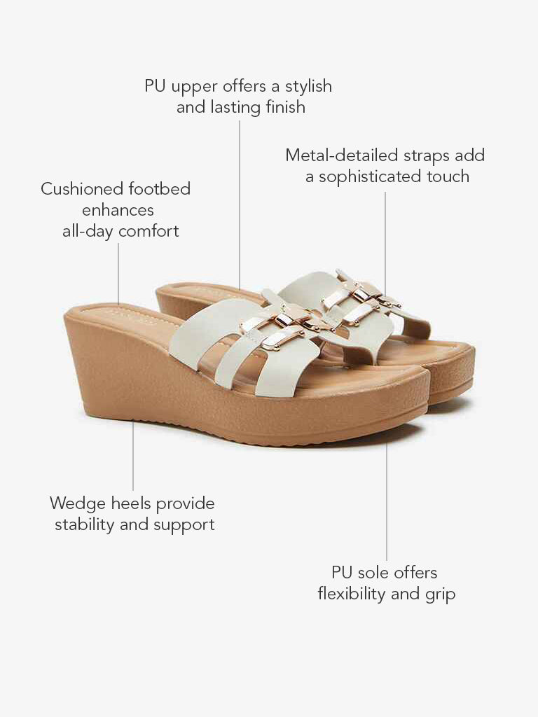 LUNA BLU Ivory Metal-Detailed Wedge Heel Sandals