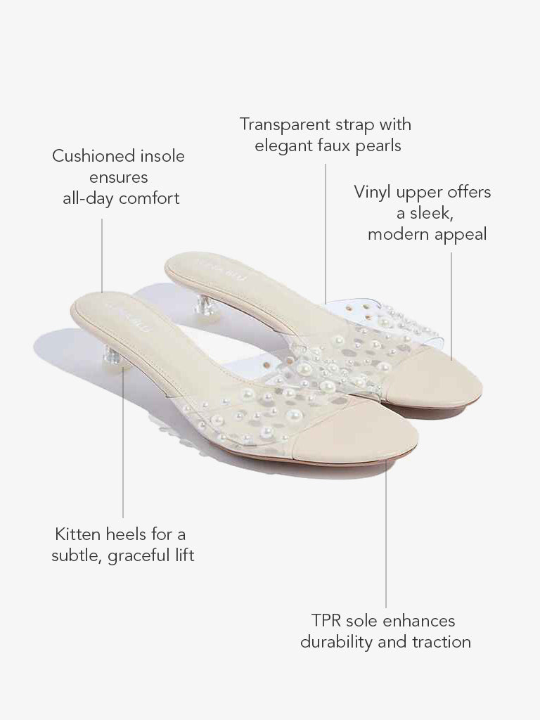LUNA BLU Ivory Pearlescent Kitten Heel Sandals