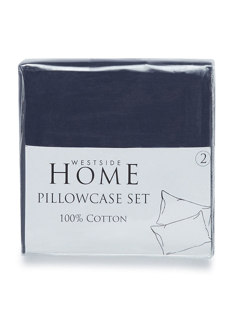 Westside Home Navy Pure Cotton Pillowcase Set Of Two
