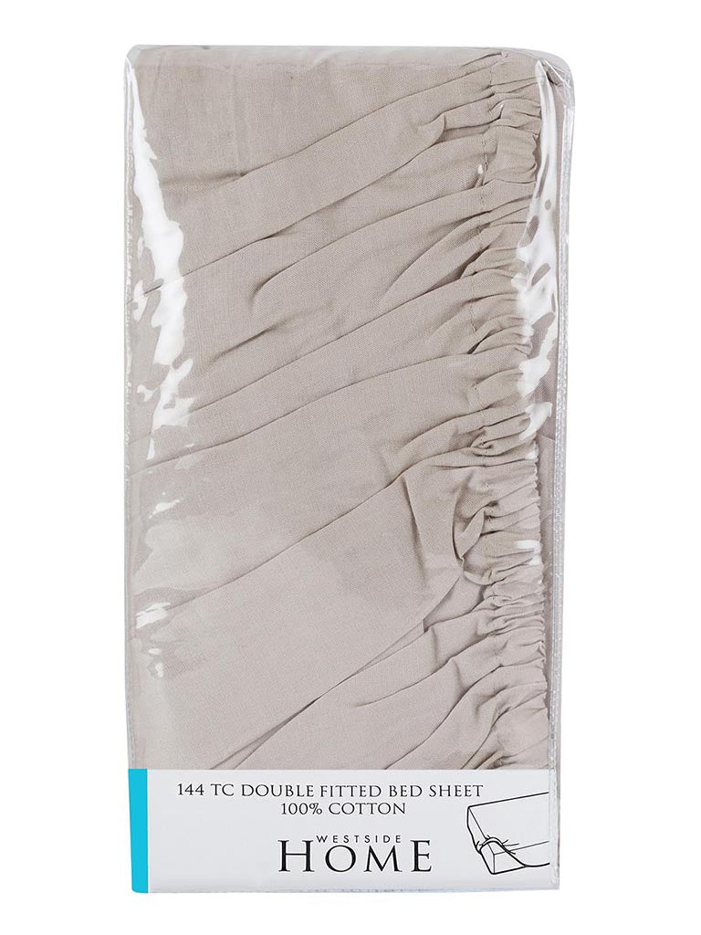 Westside Home Taupe 144TC Queen Fitted Bedsheet