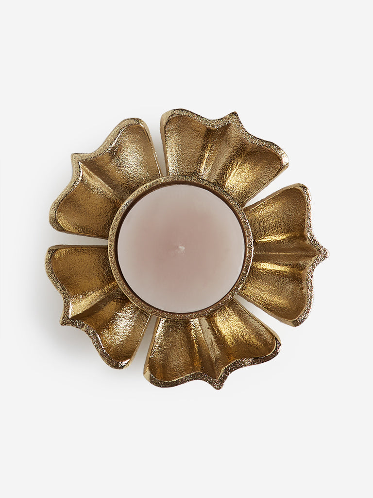 Westside Home Gold Lotus Pillar Candle Holder