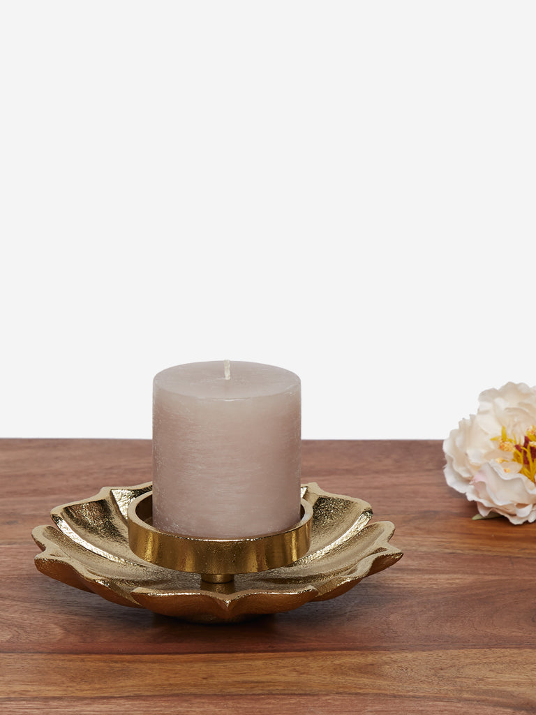 Westside Home Gold Lotus Pillar Candle Holder