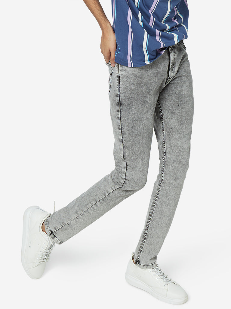 Nuon Grey Hendrix Slim Fit Nuo Flex Jeans | Grey Hendrix Slim Fit Nuo Flex Jeans for Men Front View - Westside