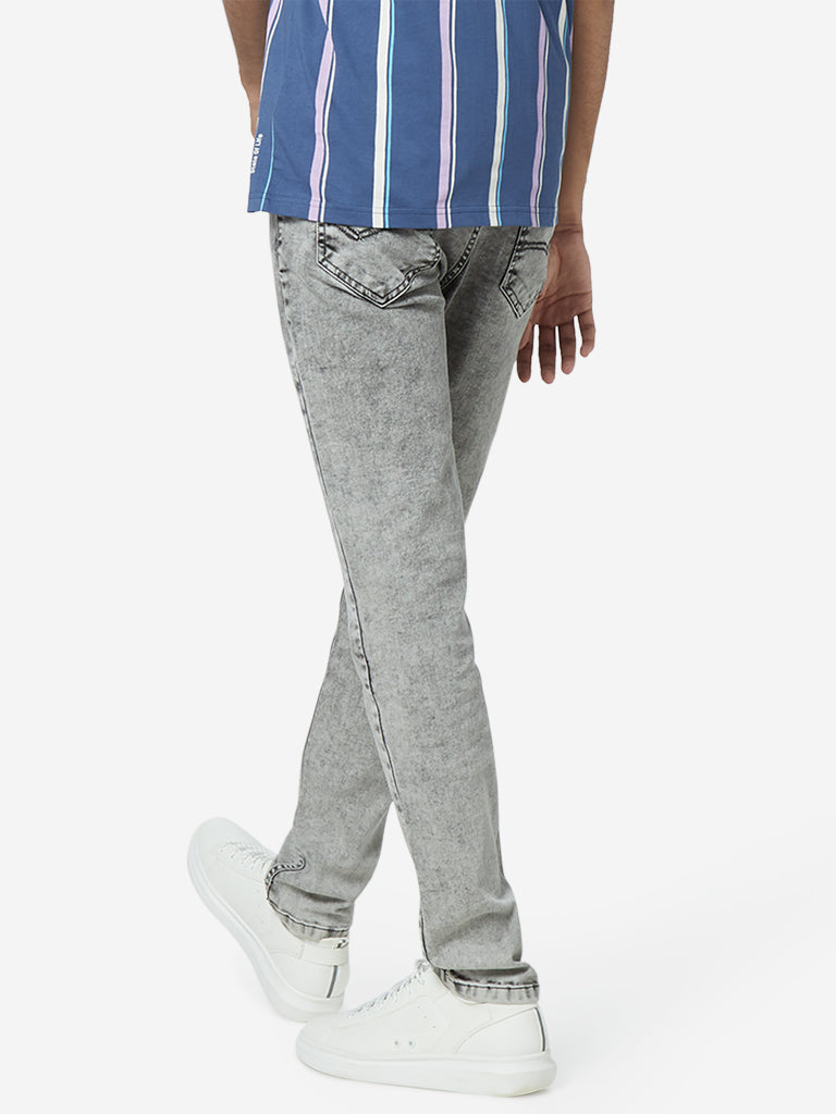 Nuon Grey Hendrix Slim Fit Nuo Flex Jeans | Grey Hendrix Slim Fit Nuo Flex Jeans for Men Back View - Westside
