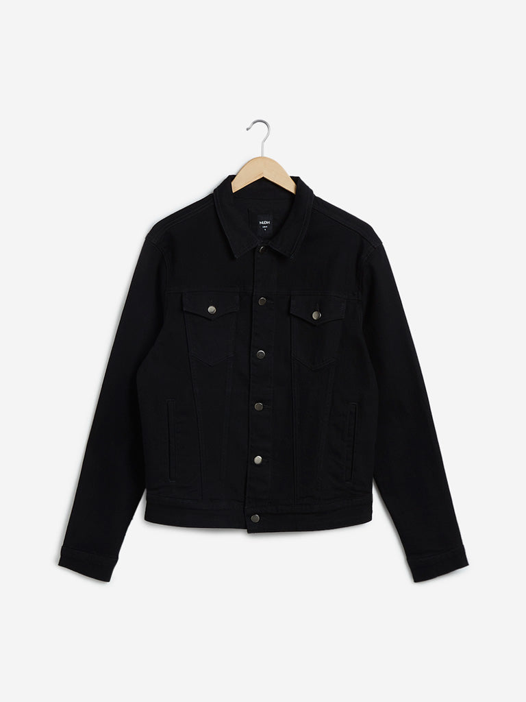 Buy Nuon Black Slim-Fit Denim Jacket from Westside