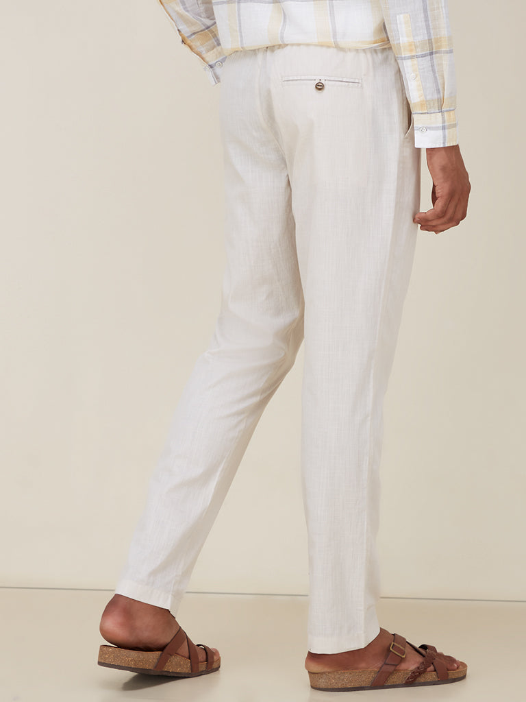 ETA Off-White Slim-Fit Chinos | Off-White Slim-Fit Chinos for Men Back View - Westside