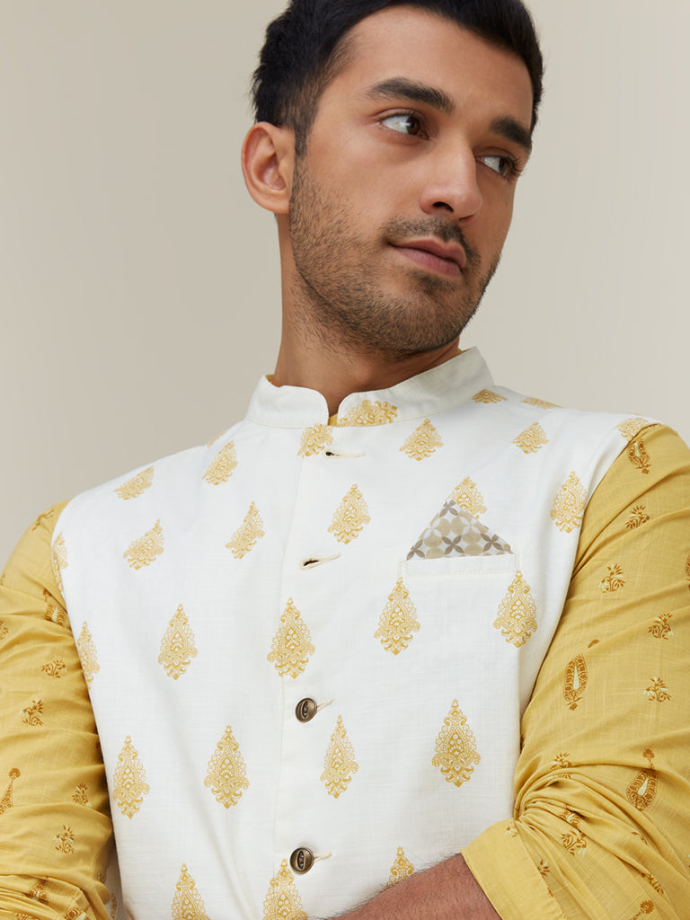 Kala by ETA Off-White Slim Fit Nehru Jacket