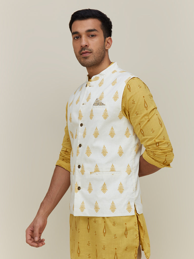 Kala by ETA Off-White Slim Fit Nehru Jacket