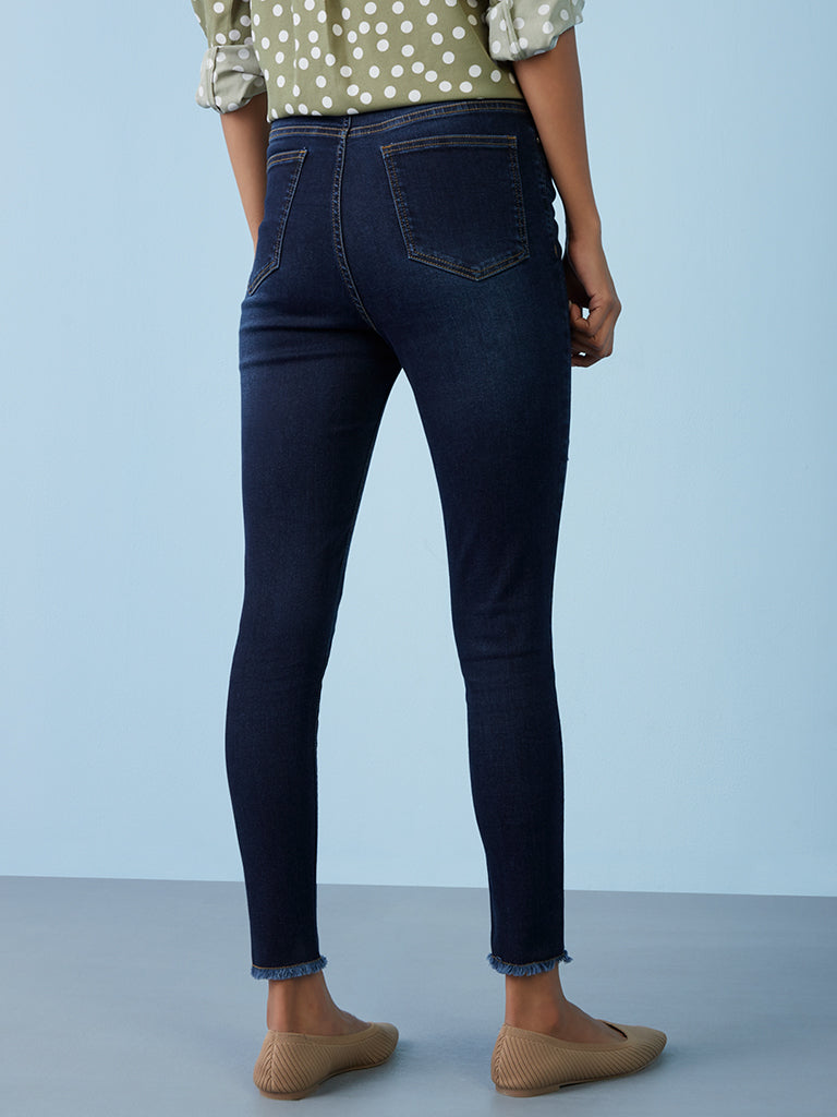 LOV Dark Blue Straight-Fit High-Rise Jeans