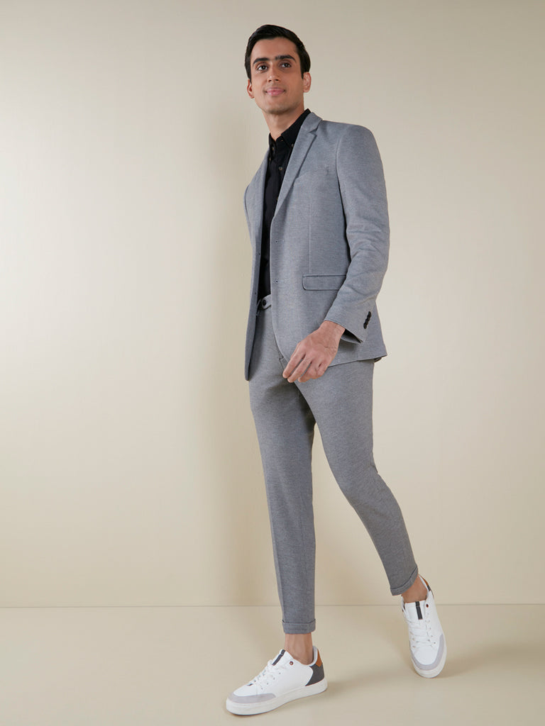 Buy WES Formals Grey Slim-Fit Blazer from Westside