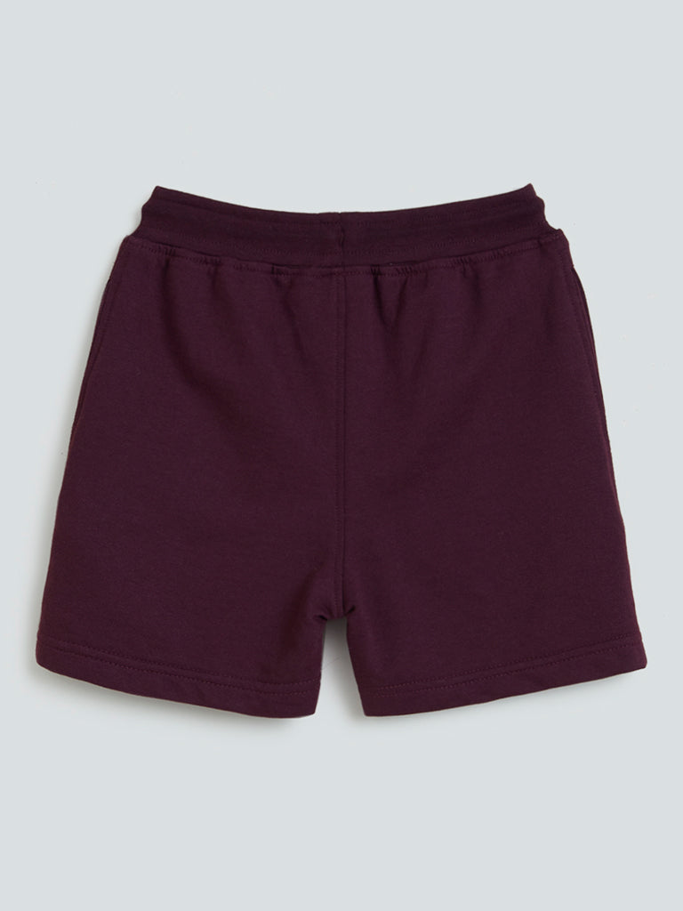 HOP Kids Wine Star Pattern Cotton-Blend Shorts
