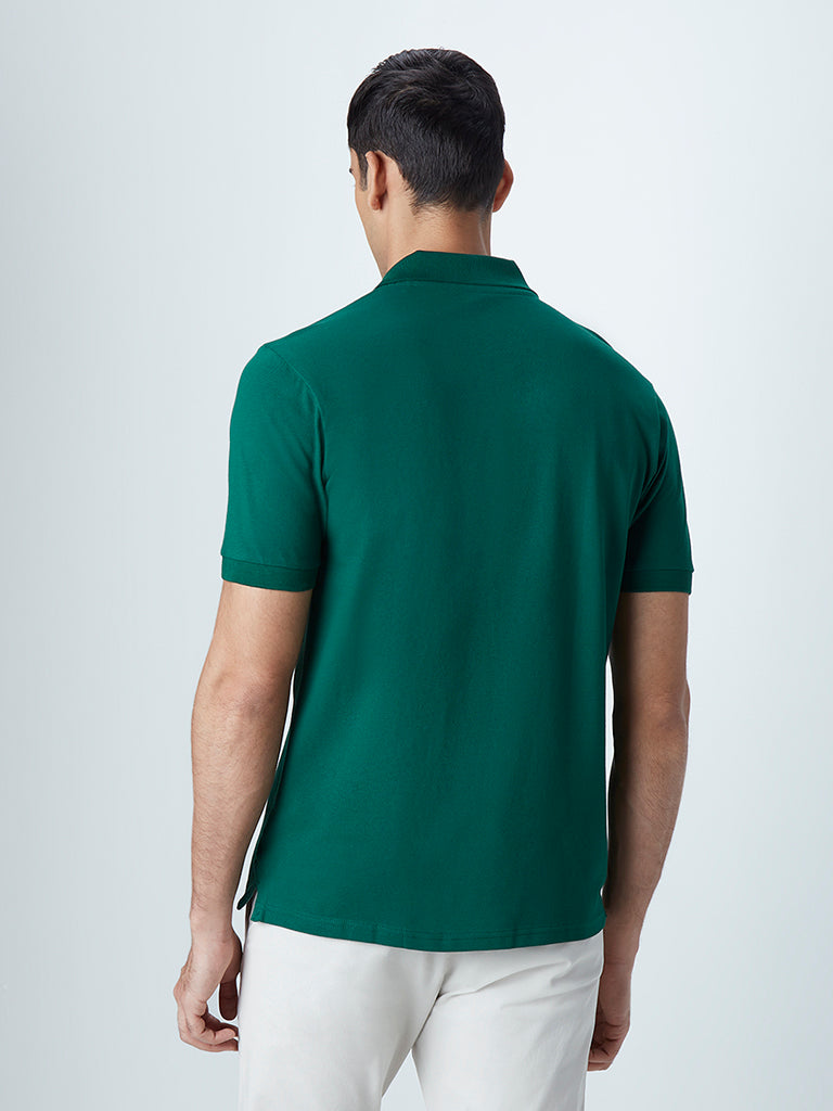 WES Casuals Emerald Cotton Blend Relaxed-Fit Polo T-Shirt