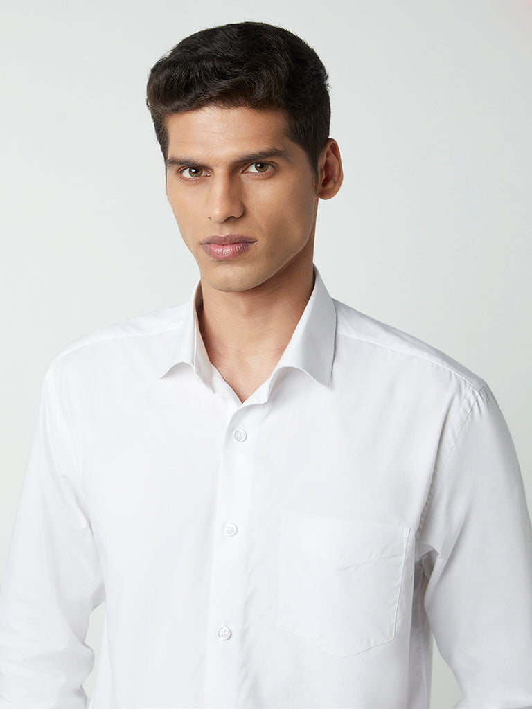 Westside WES Formals Men's White Cotton Relaxed-Fit Shirt for Work Wear Zoomed View