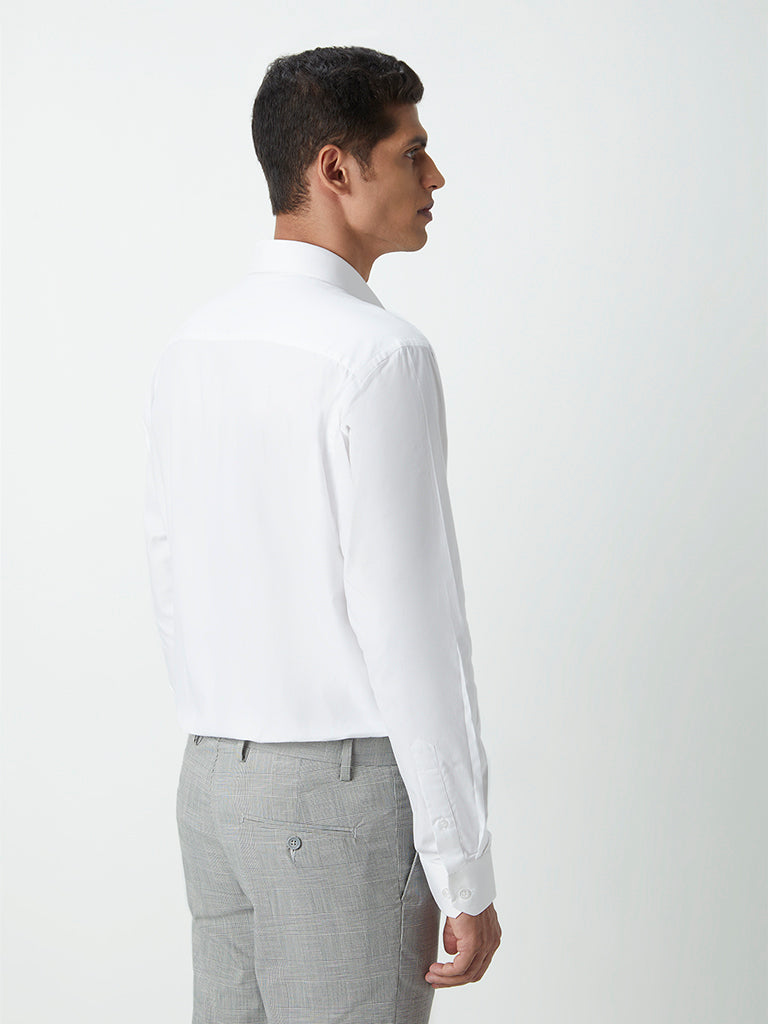 Westside WES Formals Men's White Cotton Relaxed-Fit Shirt for Work Wear Back View
