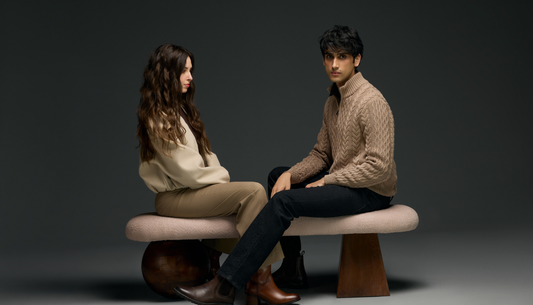 Family dressed in cosy winter outfits for a holiday trip