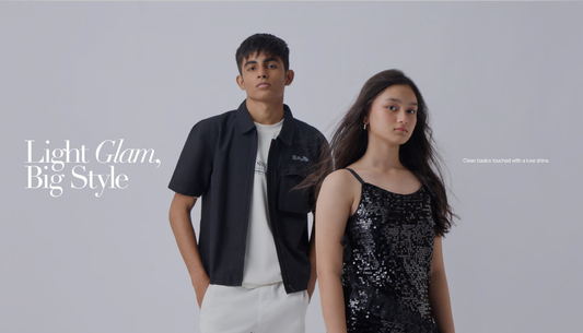 Kids wearing glam party outfits with dresses, jackets and accessories