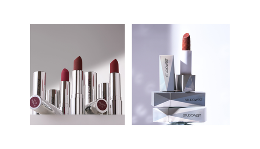 Woman wearing bold and nude lipstick shades suitable for different occasions and moods