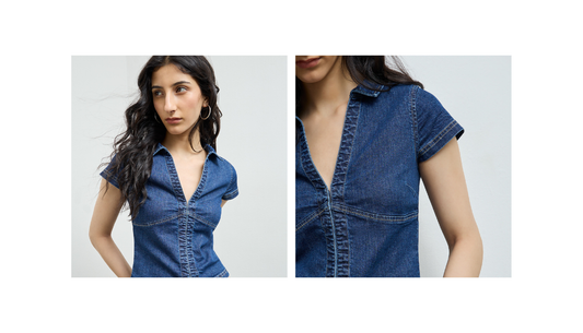 Different denim colour washes including mid-blue, light wash, dark wash, black and white denim jeans styled for modern fashion looks at Westside.