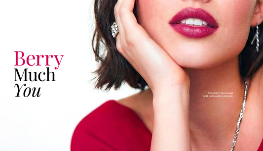 Natural glow makeup look with rosy cheeks and dewy skin using Berry Cosmetics