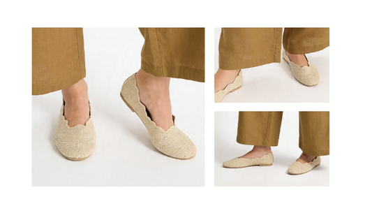 Woman styling heels, sneakers, boots, and sandals with fashionable outfits from Westside
