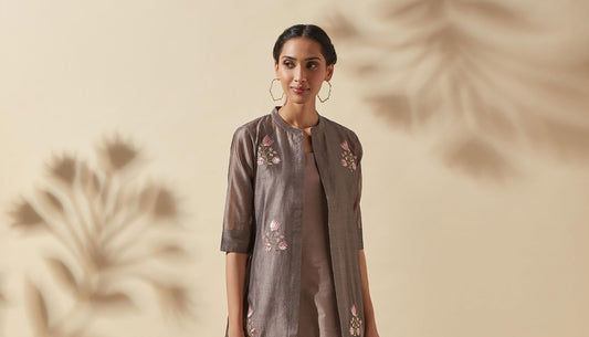 Womens Grey Ethnic Kurta