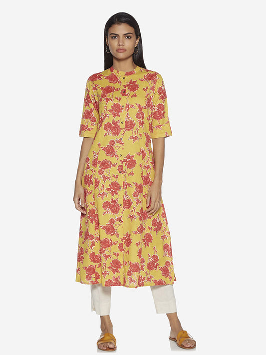 Utsa Off-White Solid Cotton Ethnic Pants 